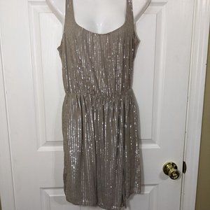 Renzo + Kai 100% Silk Gray Iridescent Sequined Wrap Skirt Mini Dress - size S